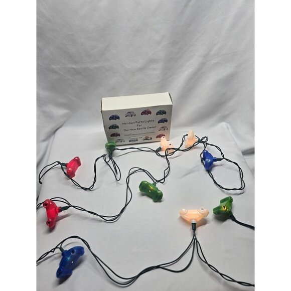 Holiday Indoor Party Lights Volkswagen Beetle Bug Shaped-Novelty-11 Ft 10 Lights - Picture 7 of 12